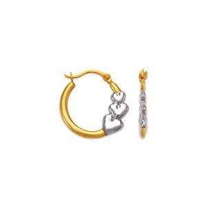 14K REAL GOLD Super Light Hollow Hearts Hoop Earrings